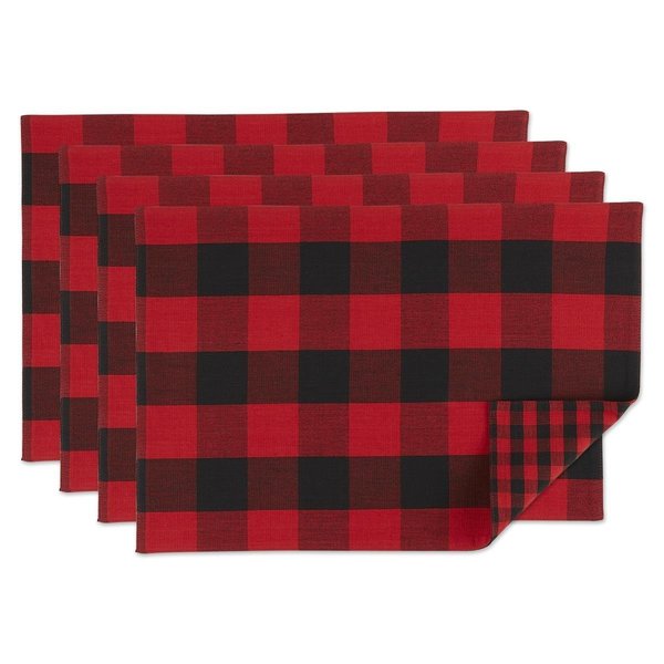 Fastfood Red & Black Reversible Gingham & Buffalo Check Placemat FA2567692